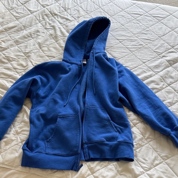 💙 Aritzia Sweatfleece Boyfriend Fit Full Zip Jazz Blue Hoodie S 💙 - Picture 7 of 10